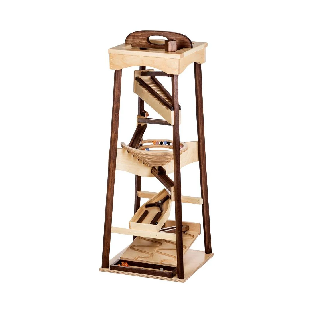 Amish-Crafted Wooden Marble Run Pyramid